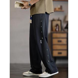 男潮牌刺绣宽松垂感阔腿直筒裤 运动卫裤 BIAS高级感薄款 neith