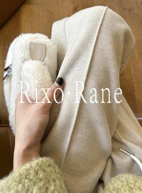 法国Rixo Rane⭐高腰休闲阔腿裤女秋冬季加绒毛呢羊毛垂感直筒裤