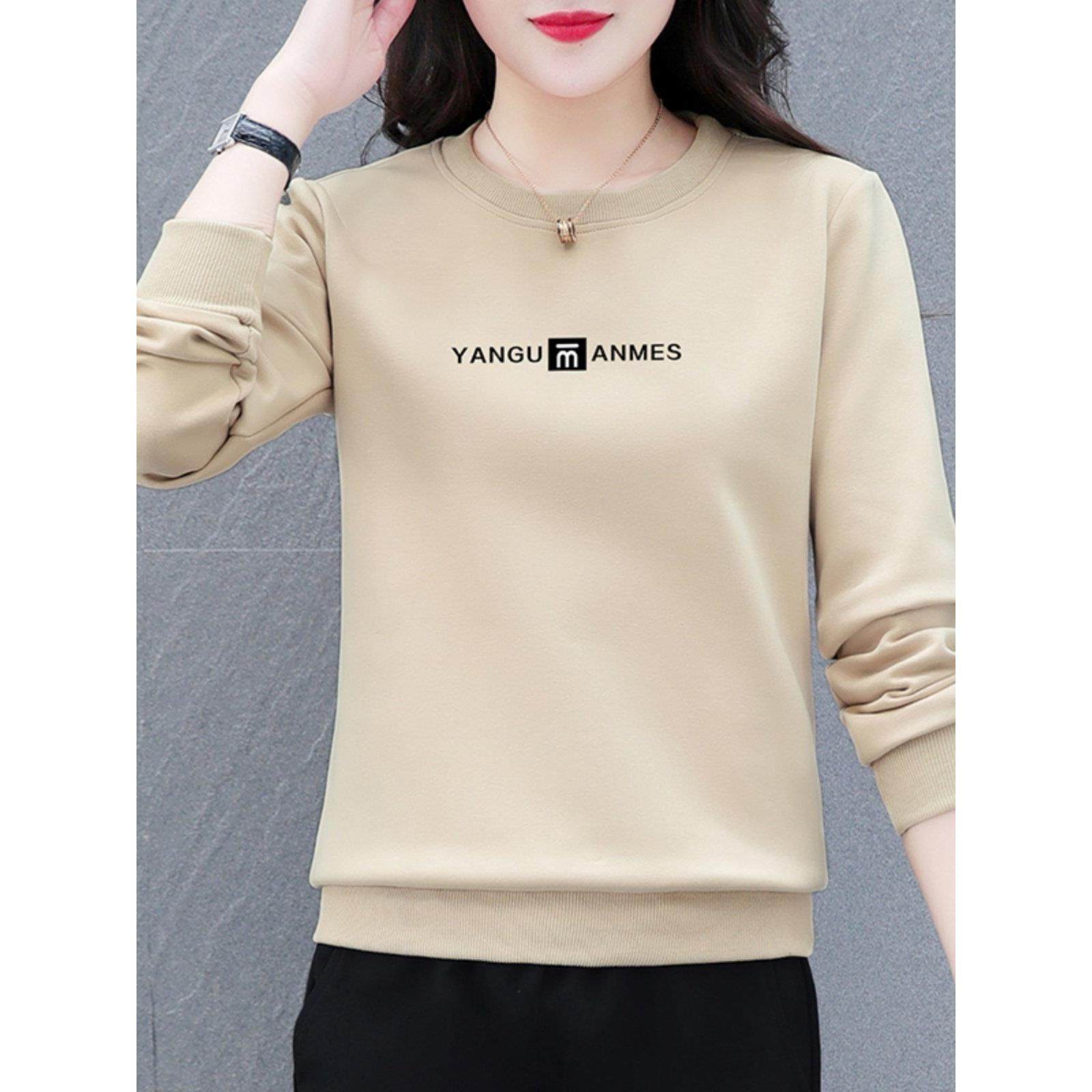 韩国纯棉卫衣女2025新款春秋季宽松薄款中年短款休闲长袖上衣秋装