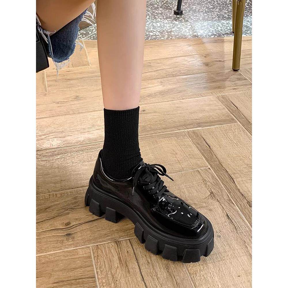 内增高英伦学院风小皮鞋女2025春秋爆款刘雯同款松糕厚底乐福鞋冬