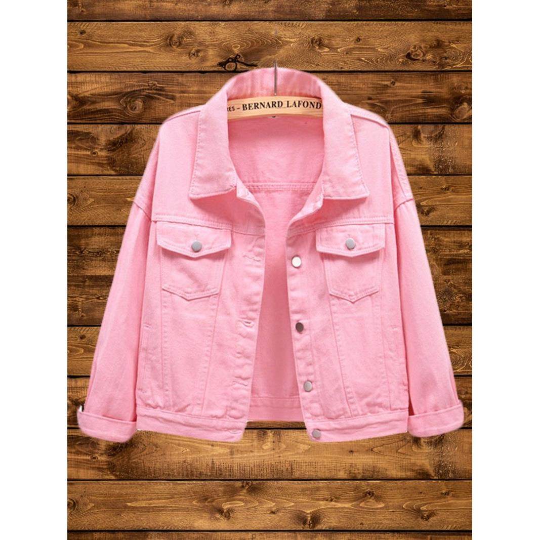 韩国粉红色牛仔外套女春秋新款宽松休闲短款上衣小个子大码夹克潮,女装/女士精品,秀禾服,淘宝优惠券,粉丝福利购,淘宝优惠卷