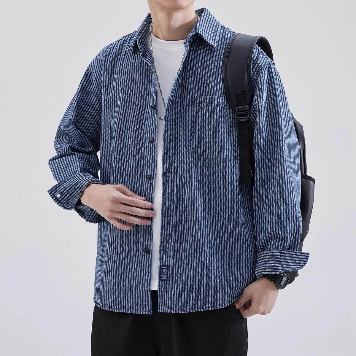 it Afternnaths潮牌~条纹设计感！新款休闲春秋季长袖衬衫男外套,男装,秀禾服,淘宝优惠券,粉丝福利购,淘宝优惠卷