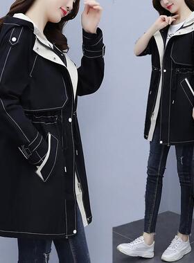 加码女性风衣中长春秋季宽松和苗条2025新秋季时尚时尚胖毫米棉夹