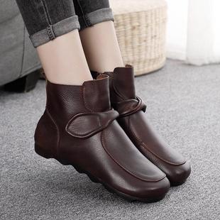 休闲女式 秋冬易搭配易穿首层牛皮短靴真皮覆古风格 设计师 英国