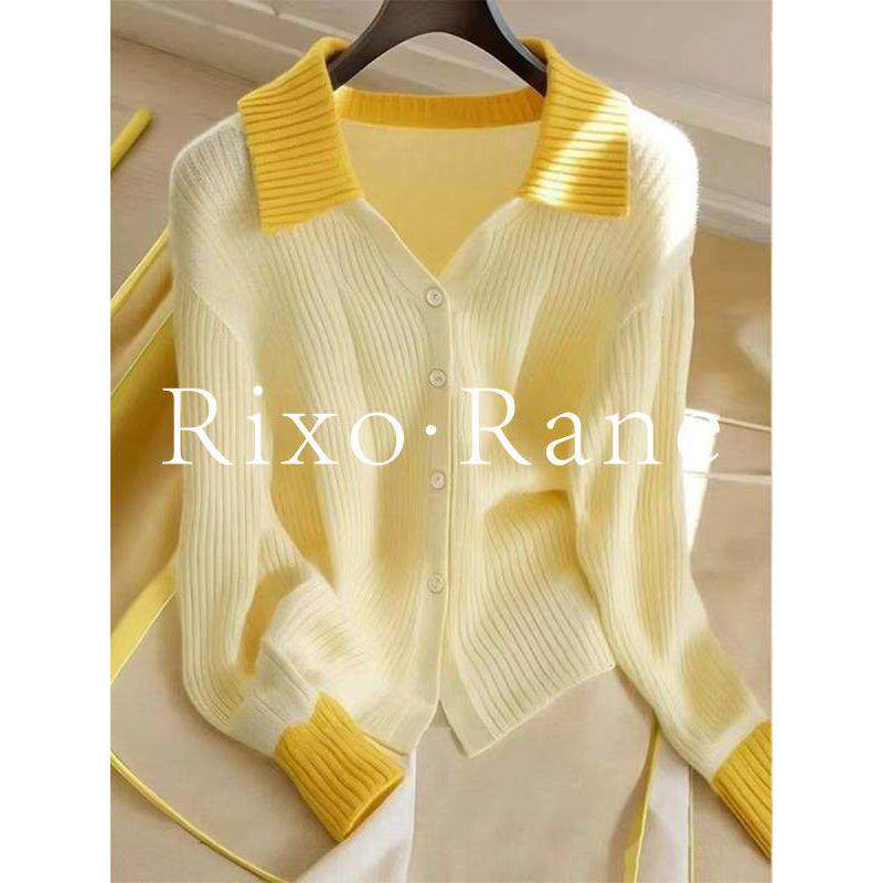 法国Rixo Rane ⭐高级感黄色多巴胺针织开衫毛衣女秋休闲百搭上衣