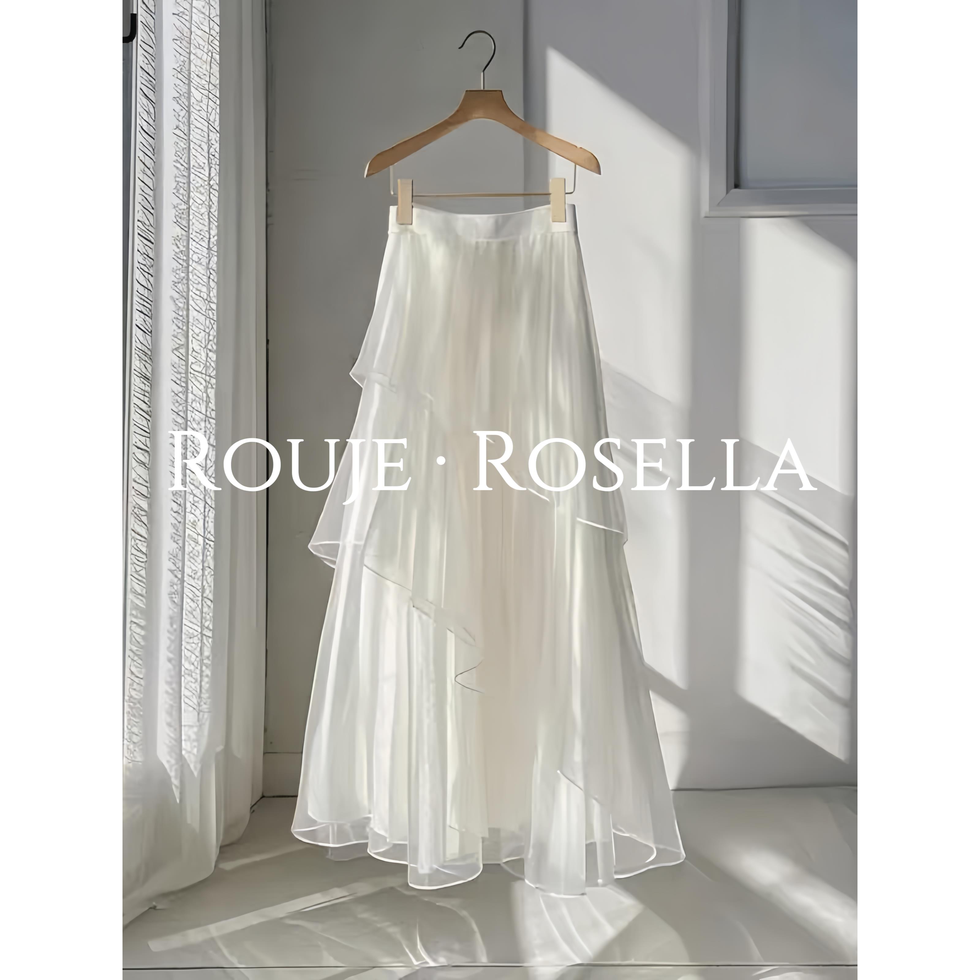 法国Rouje Rosella法式白色网纱半身裙女夏独特设计超仙A字长裙