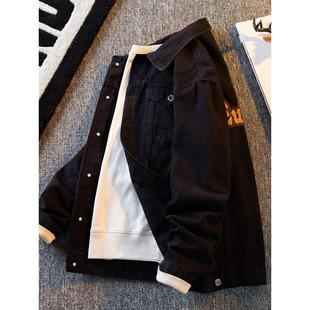 牛仔夹克衬衫外套男士春秋冬季2025新款宽松休闲覆古刺绣上衣男款