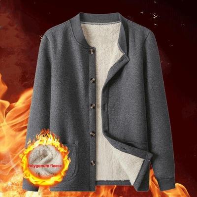 冬装保暖衣爸爸毛衣开衫男加绒加厚外套中老年人秋冬装内搭打底衫