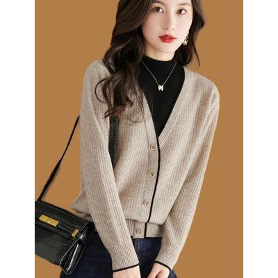 Canary Kiss假两件长袖针织衫女秋季新款宽松显瘦大码套头上衣