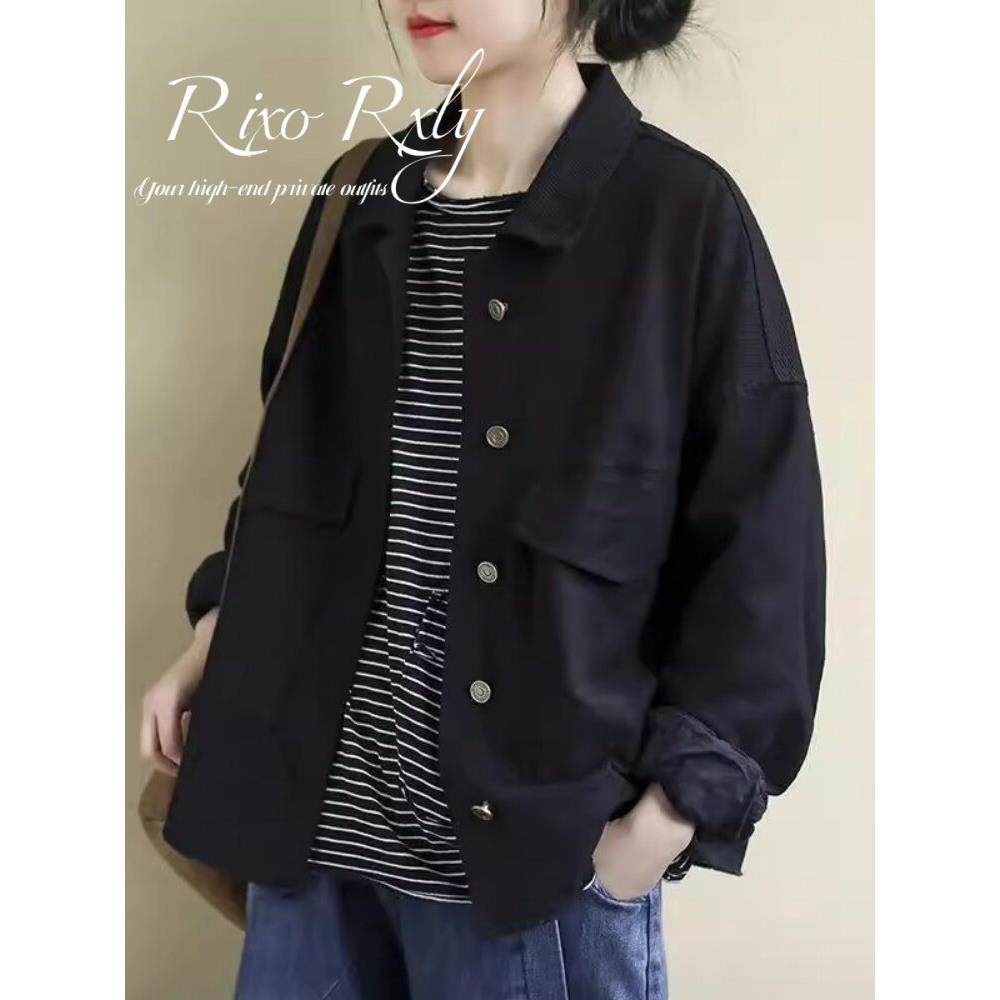 RIXO RXLY2025宽松小众小个外套女春秋休闲百搭气质长袖衬衫上衣