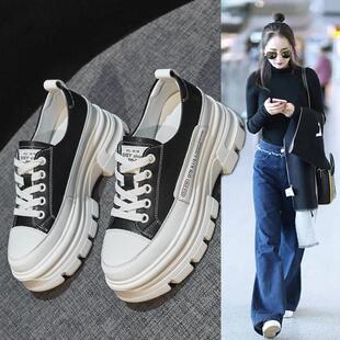 香港松糕厚底小白鞋女2025春季新款百搭内增高女鞋运动休闲包鞋潮
