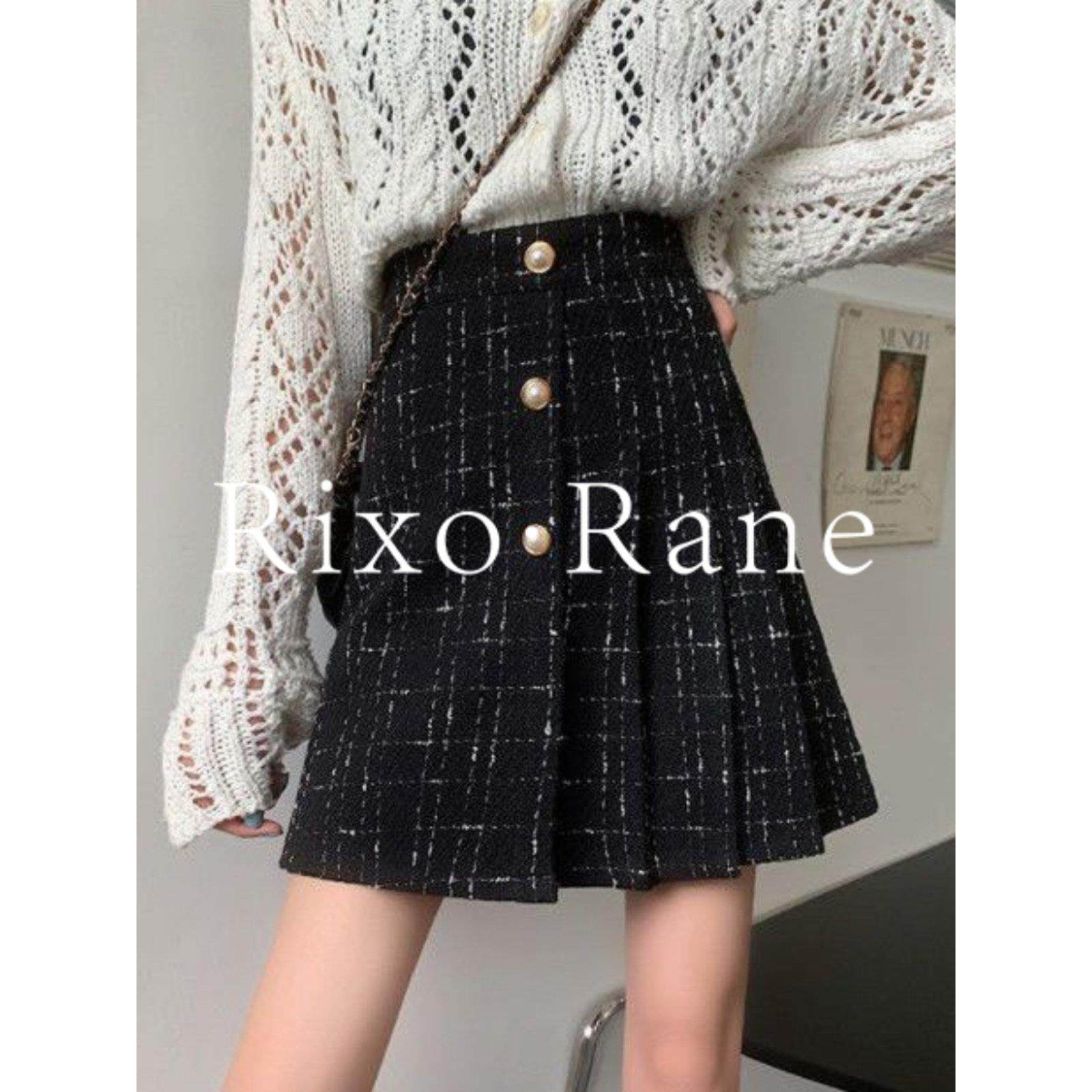 法国Rixo Rane优雅动人⭐高腰不规则小香风毛呢短裙a字包臀半身裙