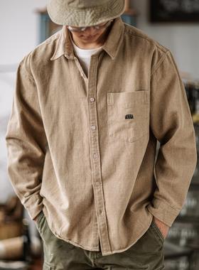 【日系覆古】Ander Jurnal全棉磨毛厚宽松工装衬衫纯色长袖衬衣男