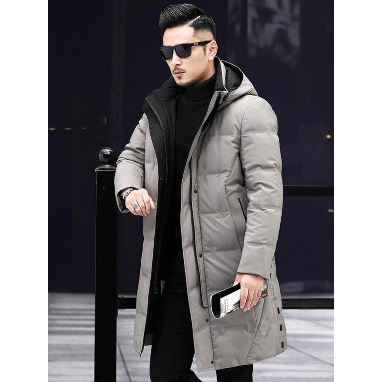 男士羽绒服中长款冬季加厚保暖外套2025新款休闲大码中年高级男装