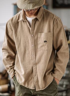 【日系覆古】Ander Jurnal全棉磨毛厚宽松工装衬衫纯色长袖衬衣男