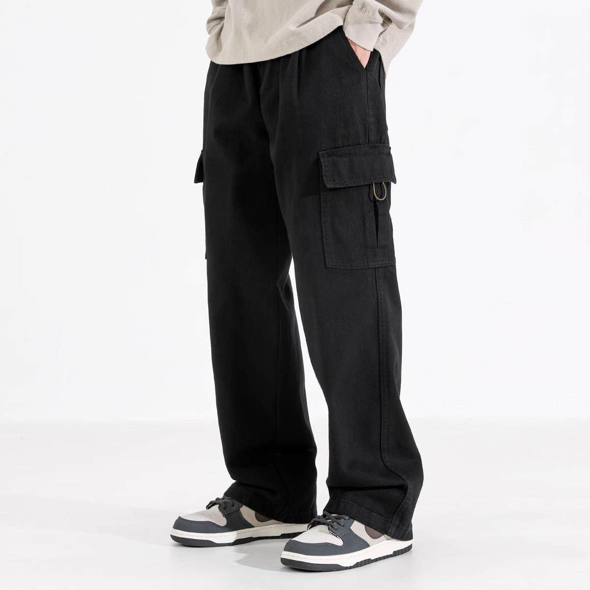 it Afternnaths潮牌?黑色工装裤男秋冬季新款休闲直筒多口袋阔腿,男装,大码下装,淘宝优惠券,粉丝福利购,淘宝优惠卷