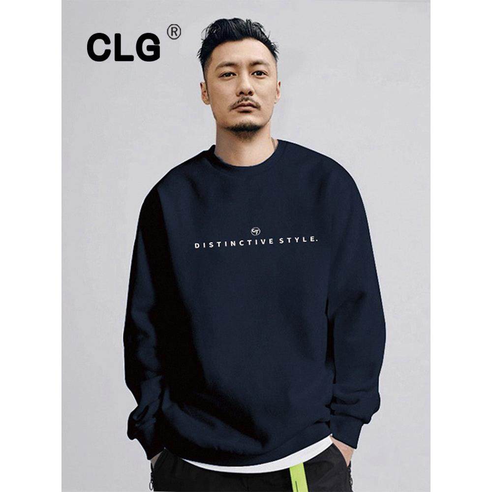 香港时尚品牌秋冬丝绒运动衫男士港式日式宽松圆领上衣加厚休闲夹