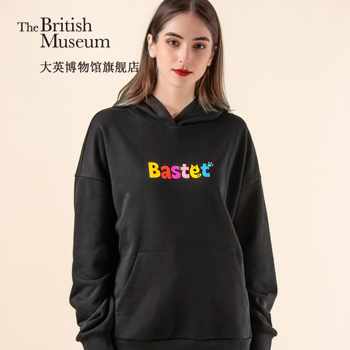 花猫连帽潮款落肩套头卫衣