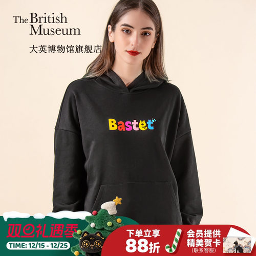 花猫连帽潮款落肩套头卫衣