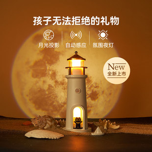 大英博物馆灯塔投影氛围灯小夜灯床头灯感应灯乔迁女生生日礼物男
