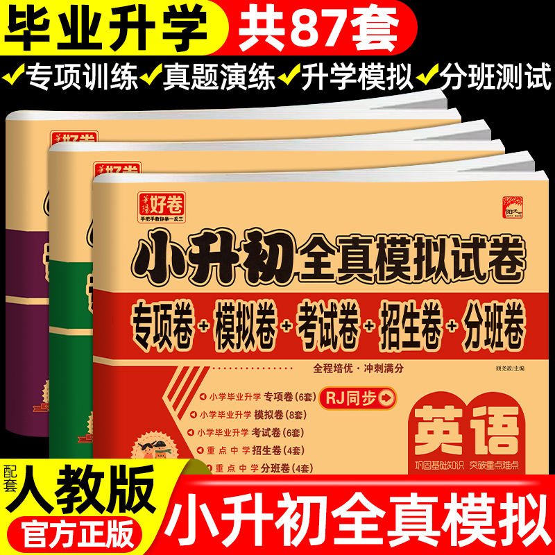 小升初真题卷语数英必刷题人教小学毕业升学总复习资料六年级下册