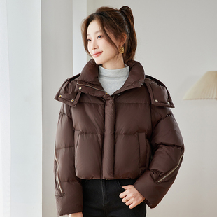 ERAL艾莱依短款羽绒服女2025新款立领面包服保暖时尚小个子外套