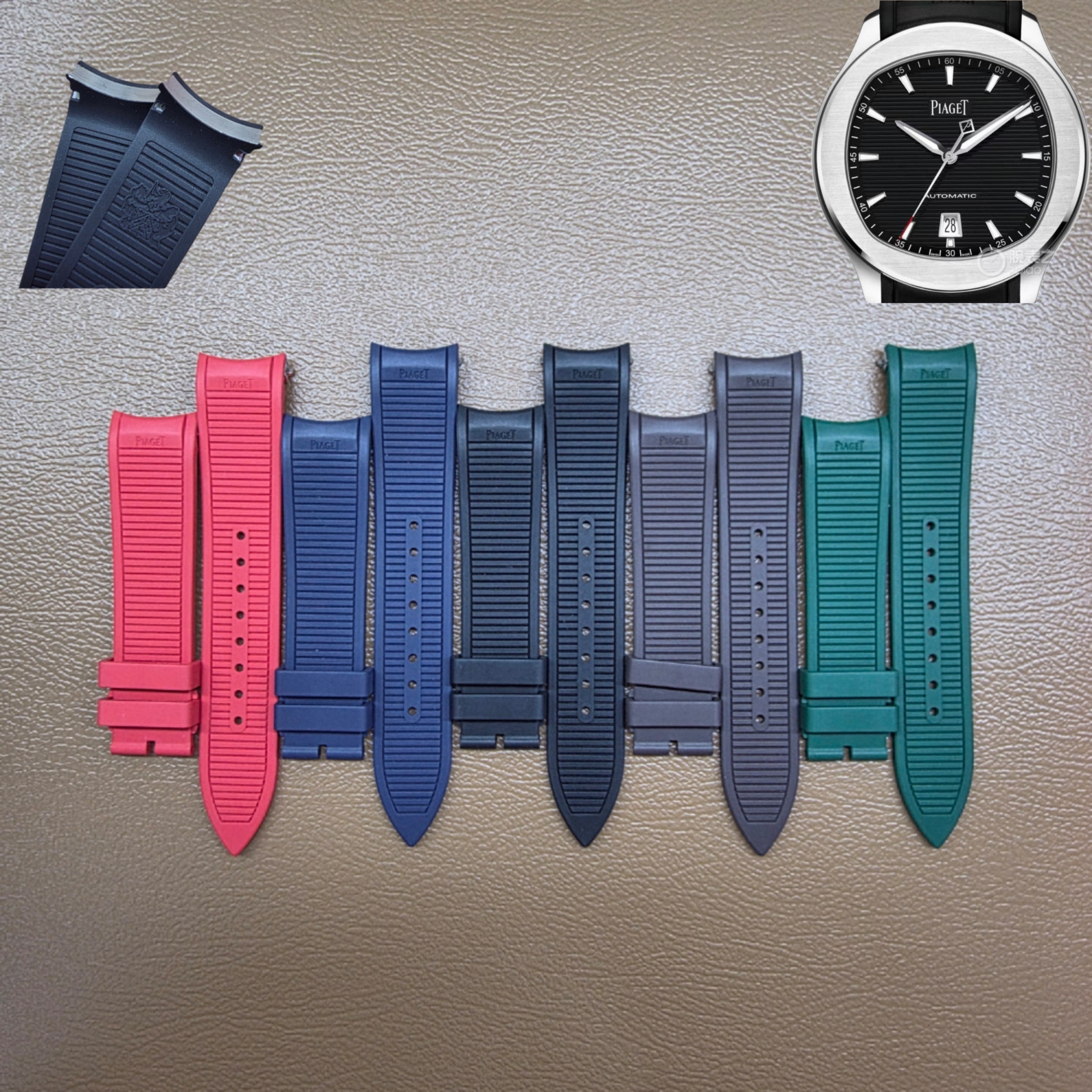 适用伯爵PIAGET POLO 系列手表表带优质橡胶带防水防汗G0A47014