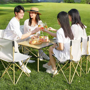 便携式 工来工往户外桌椅套装 超轻铝合金折叠桌椅露营野餐阳台休闲