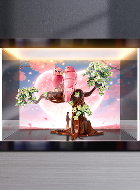 古薇媞适用乐高创意IDEAS系列21365爱情鸟积木模型灯箱高清展示盒