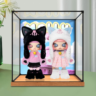 亚克力展示盒适用泡泡玛特MOLLY躲猫猫1/8可动人偶透明收纳防尘罩