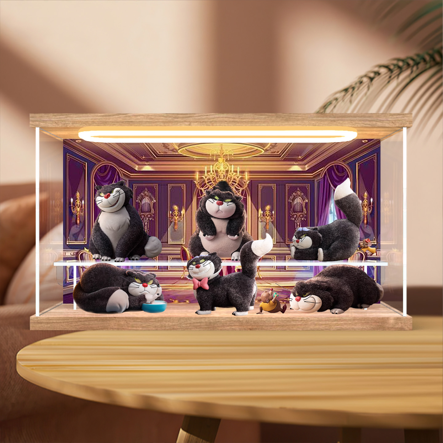 亚克力盲盒防尘罩适用52TOYS 迪士尼 坏猫猫路西法系列潮玩展示盒