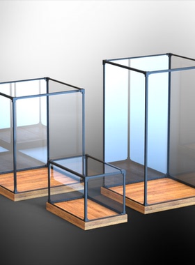 le高拼装积木模型防尘盒子手办盲盒收纳高透明合金框亚克力展示盒