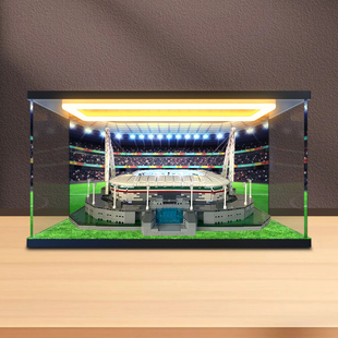 亚克力回型灯展示盒适用咔嗒积木尤文图斯安联竞技球场模型防尘罩