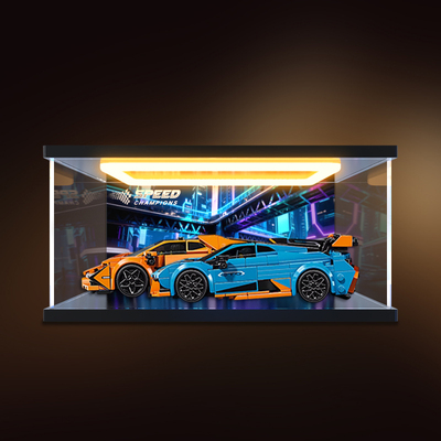适用77238兰博基尼speed超级赛车模型手办积木亚克力回型灯展示盒