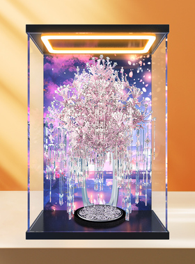 适用拼酷粉黛二十二凤冠粉冠粉红色凤冠收纳展示盒透明防尘罩子