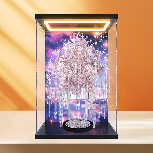 适用拼酷粉黛二十二凤冠粉冠粉红色凤冠收纳展示盒透明防尘罩子