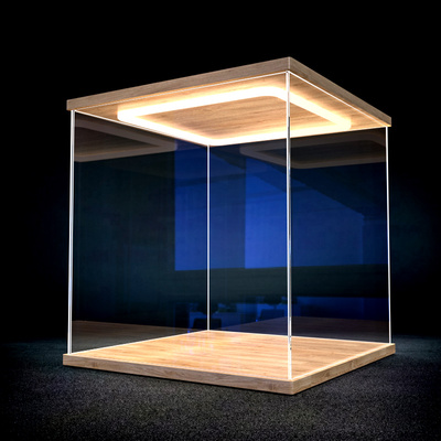 带灯适用积木模型展示盒亚克力高透明防尘罩手办高达发光展示柜