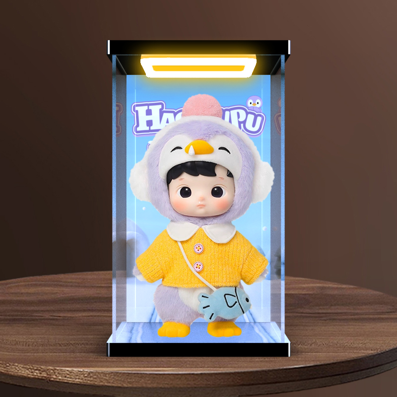 亚克力回形灯展示盒适用泡泡玛特HACIPUPU 企鹅1/8可动人偶手办