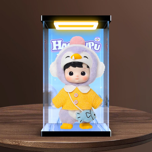 亚克力回形灯展示盒适用泡泡玛特HACIPUPU 企鹅1/8可动人偶手办