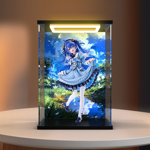 亚克力灯光防尘罩展示盒FNEX 虚拟主播-彩虹社 天宫心 手办模型