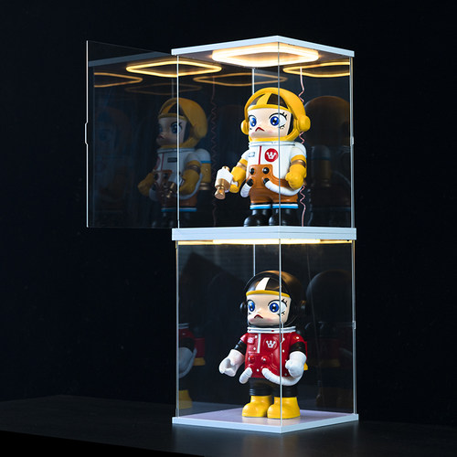 亚克力带灯展示盒子le高积木泡泡玛特大娃盒透明多尺寸防尘展示柜