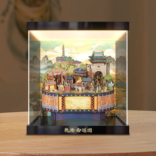 古薇媞适用国博乾隆南巡图音乐盒diy拼装八音盒亚克力灯箱展示盒