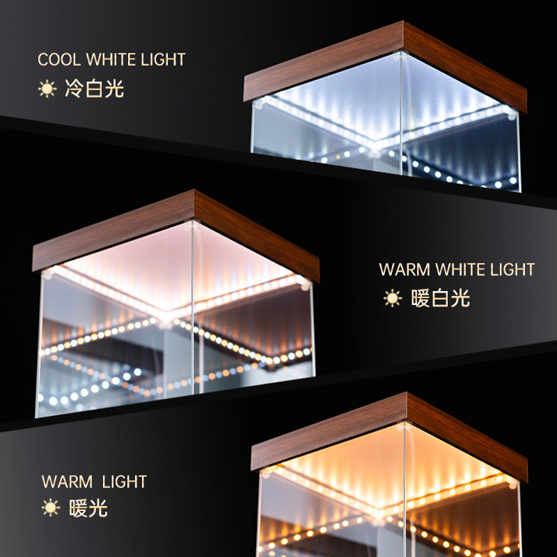 选配灯板适用手办乐高模型展示盒三色灯光顶板