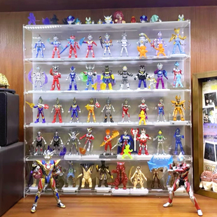 适用布鲁可奥特曼积木人盲盒通用人偶公仔手办透明展示柜架可壁挂