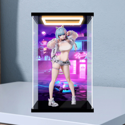 古薇媞适用 bibiButtons 近未来猫又MIU 手办模型 回型灯展示盒