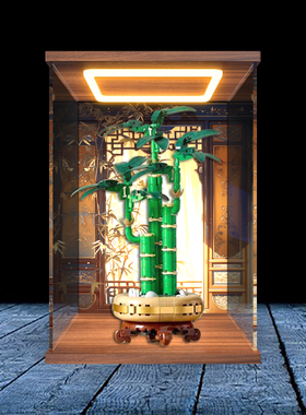 亚克力回形灯展示盒适用 乐高ICONS系列10344富贵竹创意盆栽积木