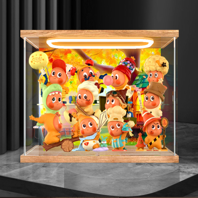 适用泡泡玛特123!星星人系列手办盲盒手办 亚克力回形灯展示盒