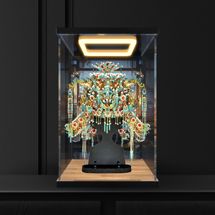 亚克力回形灯展示盒适用拼酷点翠凤冠金属拼图立体模型收纳防尘盒