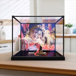 亚克力合金框架展示盒适用洛天依16『木兰辞』Ver 手办模型防尘罩
