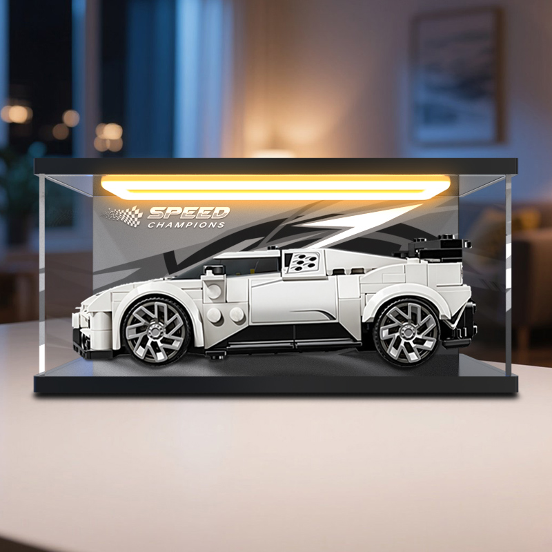 亚克力展示盒适用 乐高77240布加迪跑车儿童积木高透明收纳防尘罩